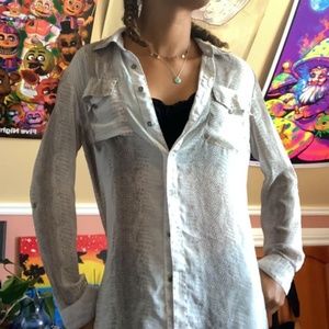 Button up scale sheer shirt